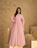 Pink Chinon Silk Anarkali Suit with Embroidered Details