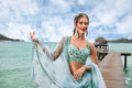 Turquoise Net Sequins and Zarkan Embroidery Lehenga choli & Dupatta