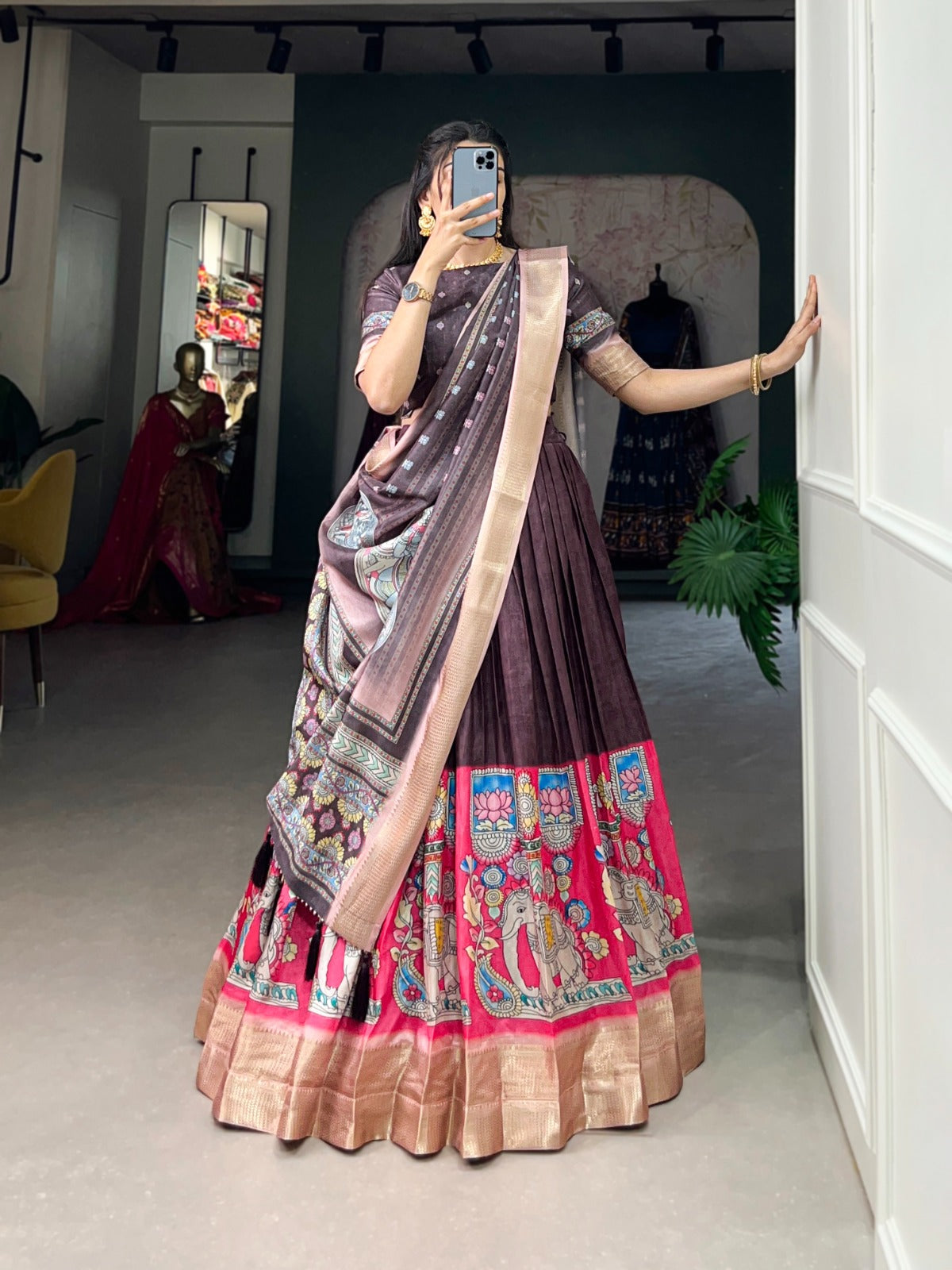 Navaratri Kalamkari Print Lehenga Choli