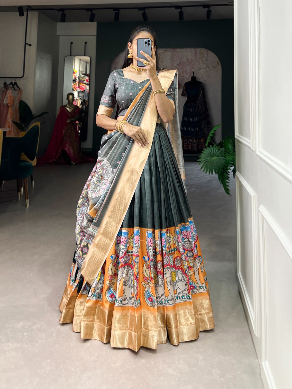 Navaratri Kalamkari Print Lehenga Choli