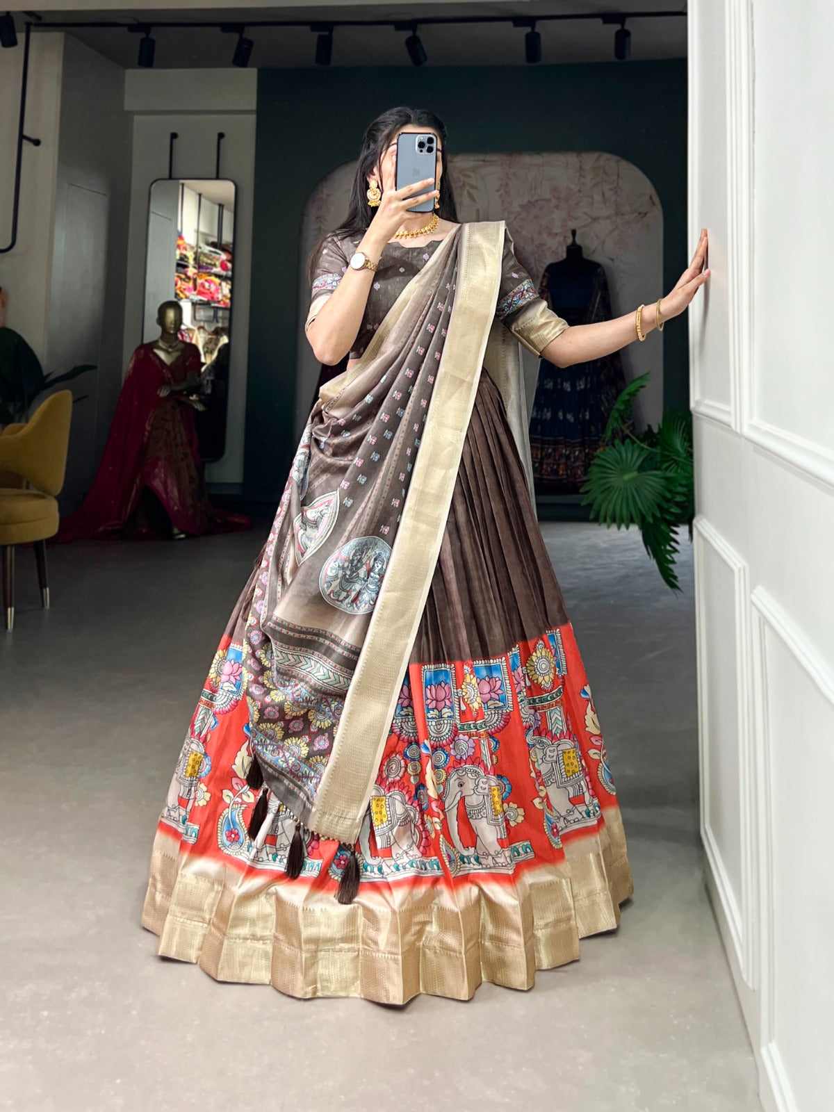 Navaratri Kalamkari Print Lehenga Choli