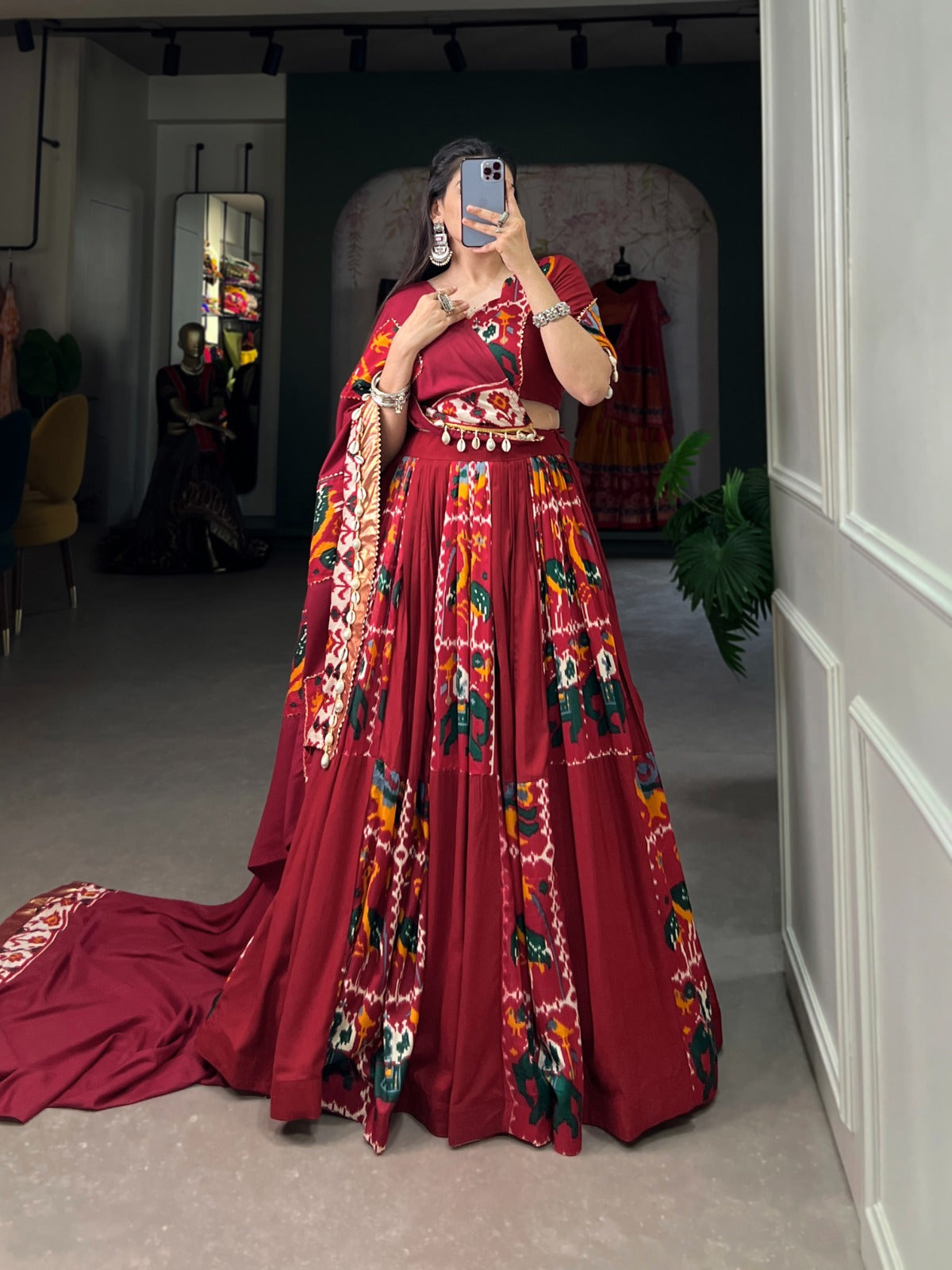 Navaratri Rayon With Printed Silk Lehenga Choli