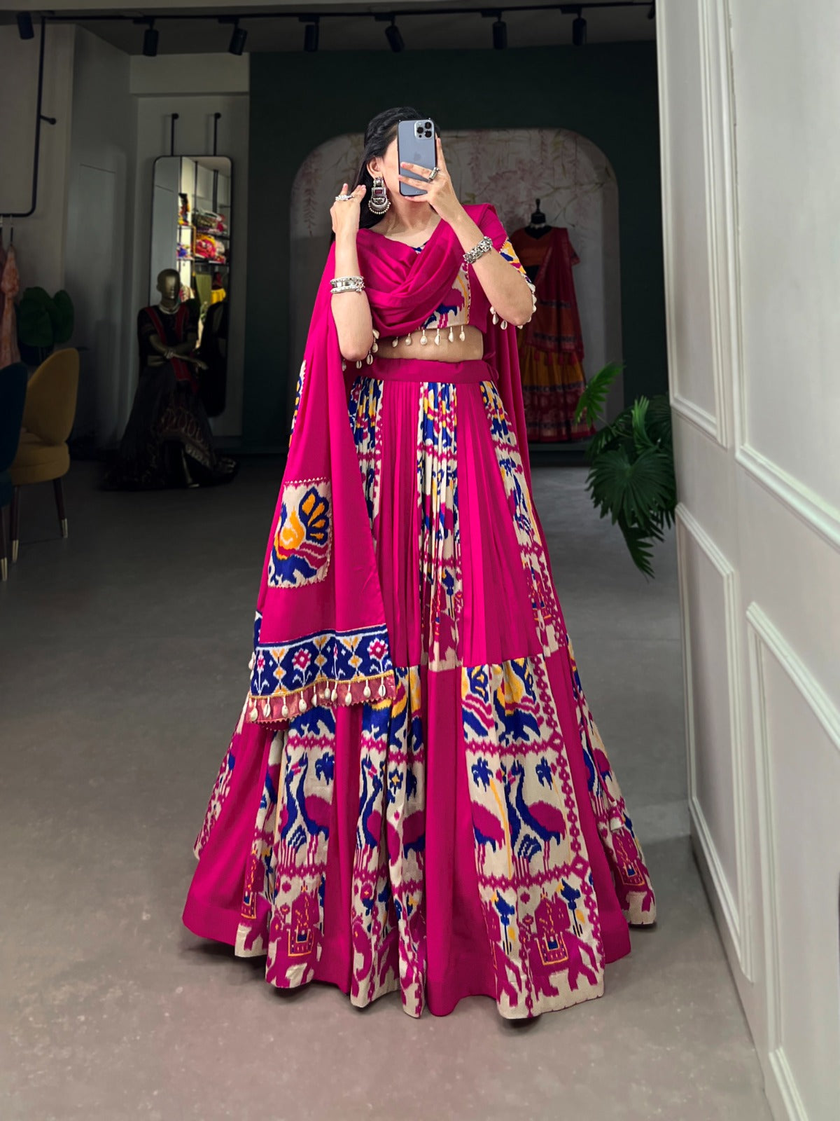 Navaratri Rayon With Printed Silk Lehenga Choli