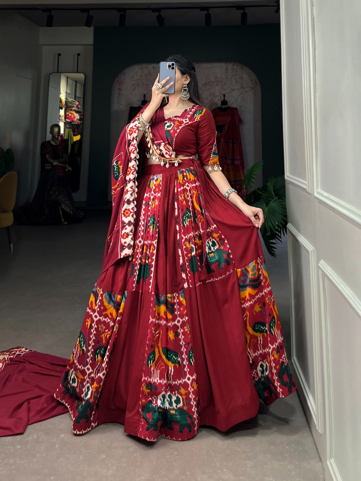 Navaratri Rayon With Printed Silk Lehenga Choli