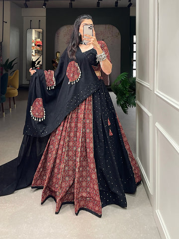 Navaratri Rayon With Printed Silk Lehenga Choli