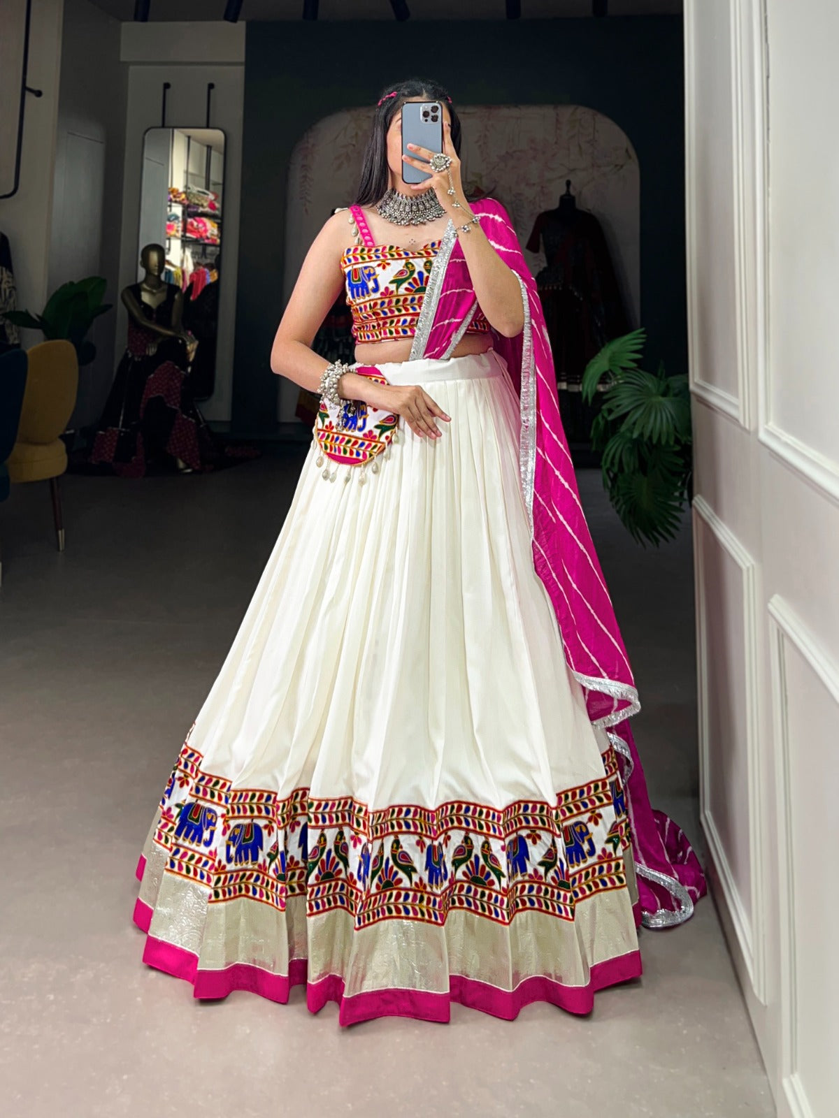 Navaratri Pure Rayon With Gamthi Work Lehenga Choli