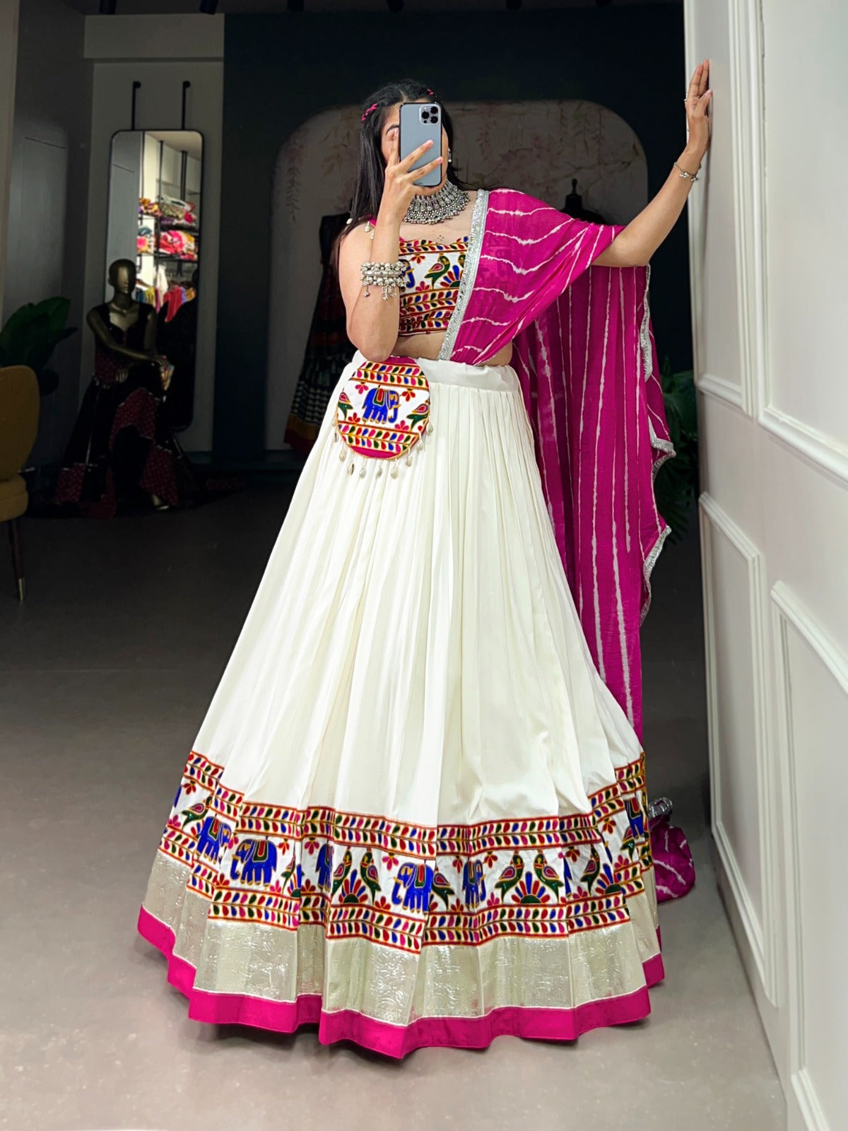 Navaratri Pure Rayon With Gamthi Work Lehenga Choli