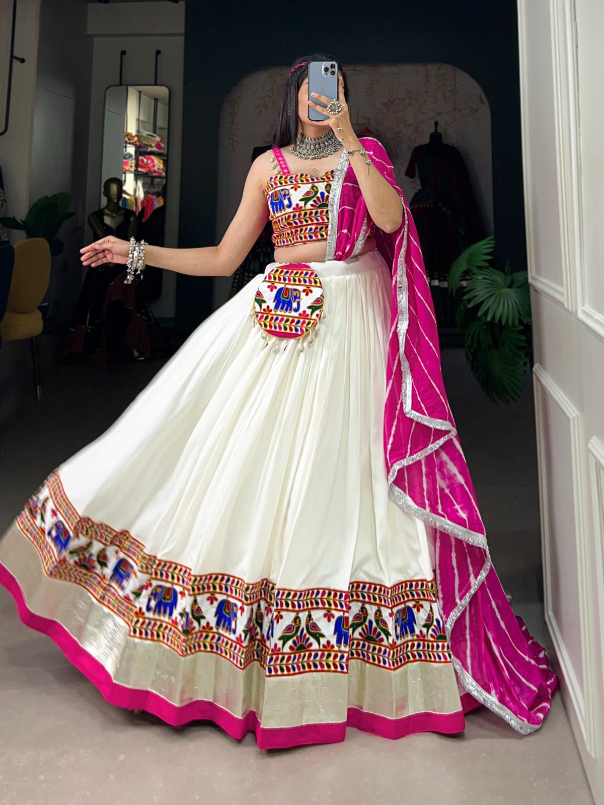 Navaratri Pure Rayon With Gamthi Work Lehenga Choli