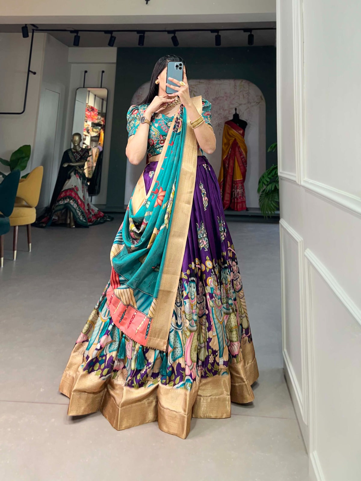 Navaratri Leheriya With Foil Print Lehenga Choli