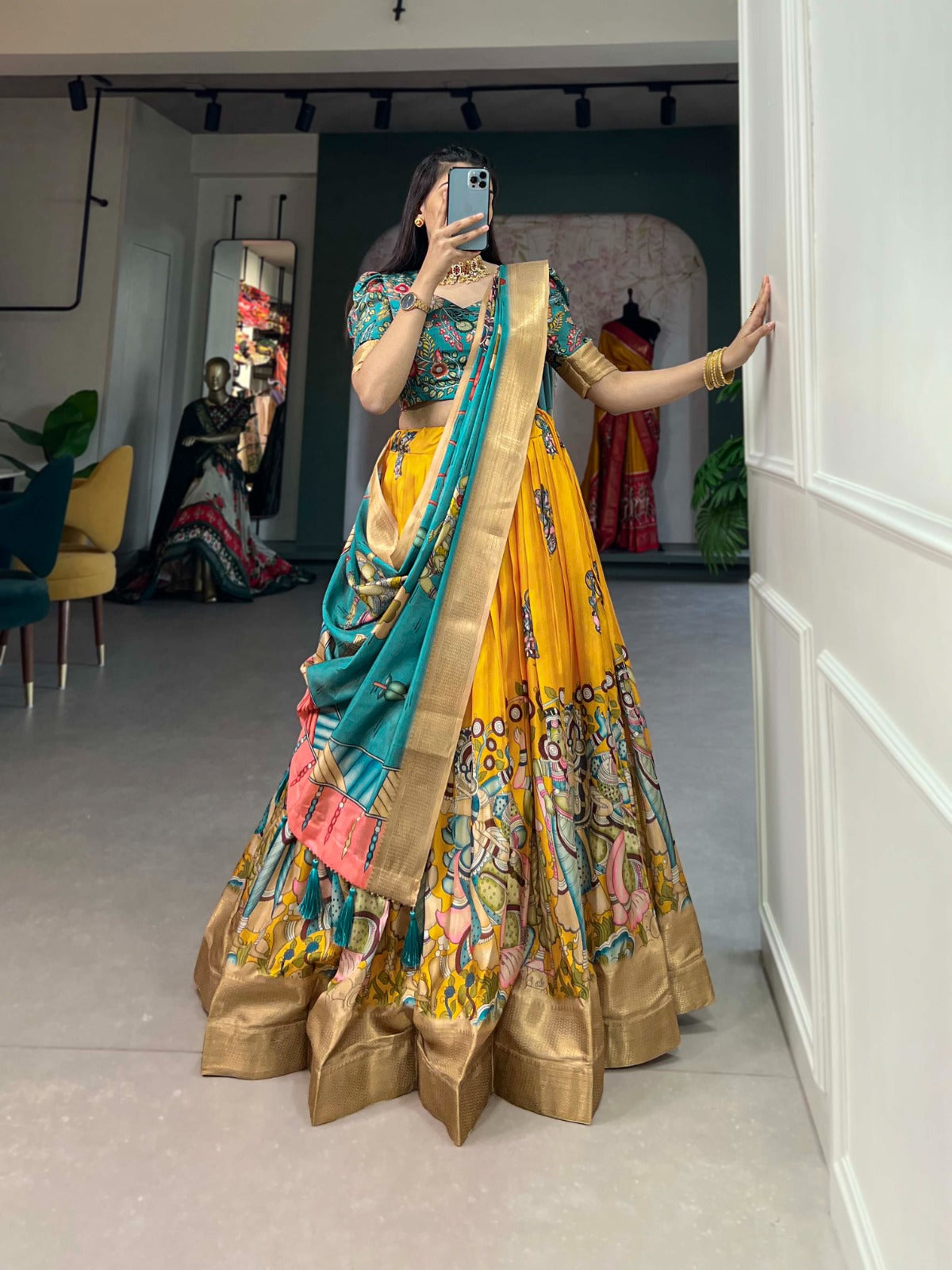 Navaratri Leheriya With Foil Print Lehenga Choli