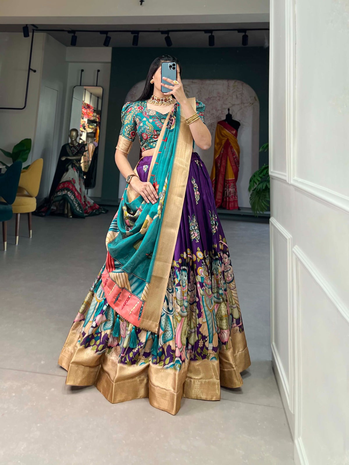 Navaratri Leheriya With Foil Print Lehenga Choli