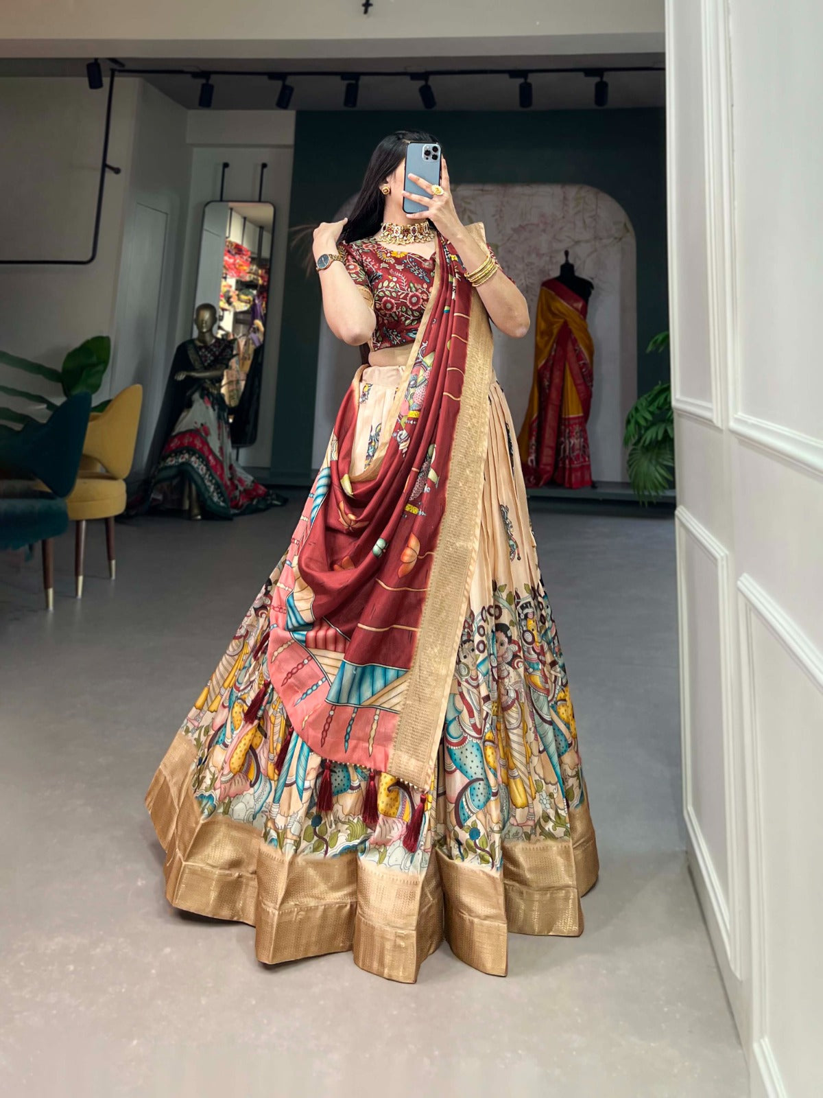 Navaratri Leheriya With Foil Print Lehenga Choli