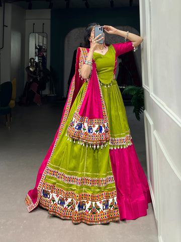 Navaratri Leheriya With Foil Print Lehenga Choli