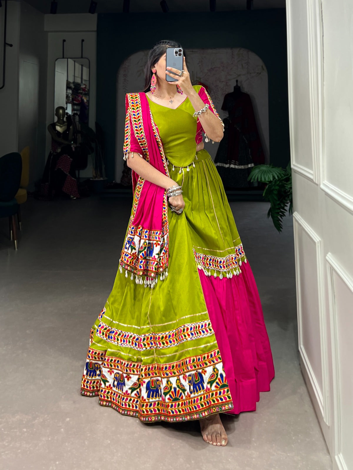 Navaratri Leheriya With Foil Print Lehenga Choli