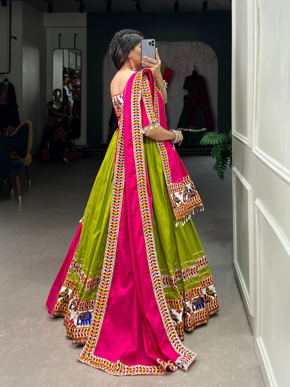 Navaratri Leheriya With Foil Print Lehenga Choli