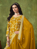 Yellow Sharara Suit with Dola Silk Jacquard and Chinon Dupatta