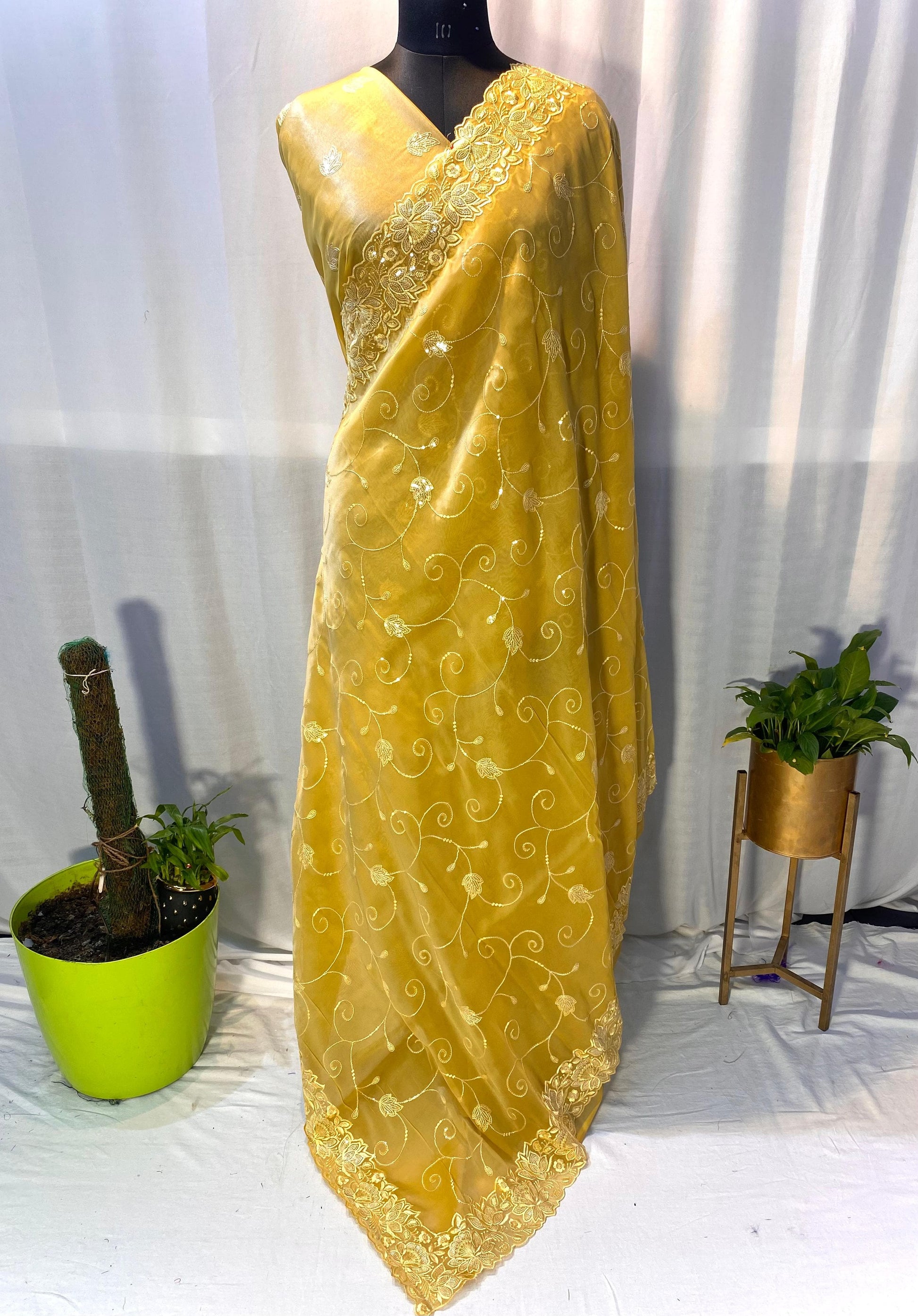 Soft Organza Chex Saree