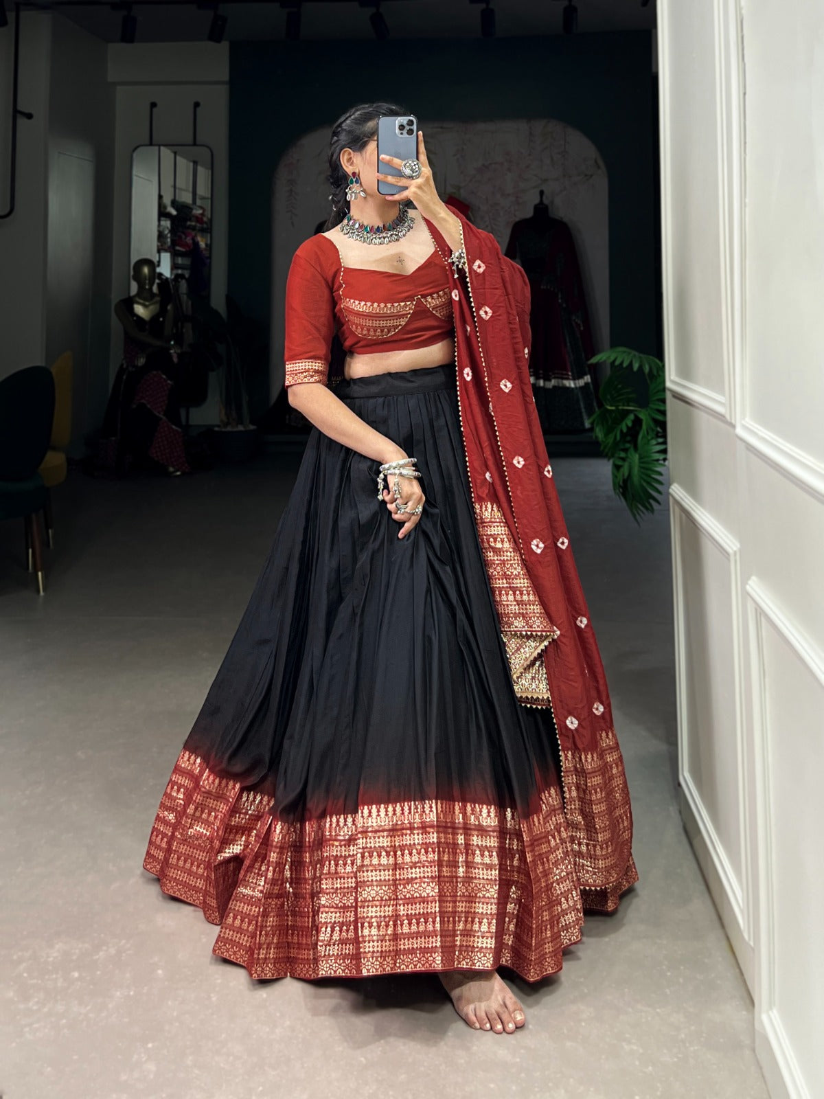 Navaratri Chanderi Silk Lehenga Choli