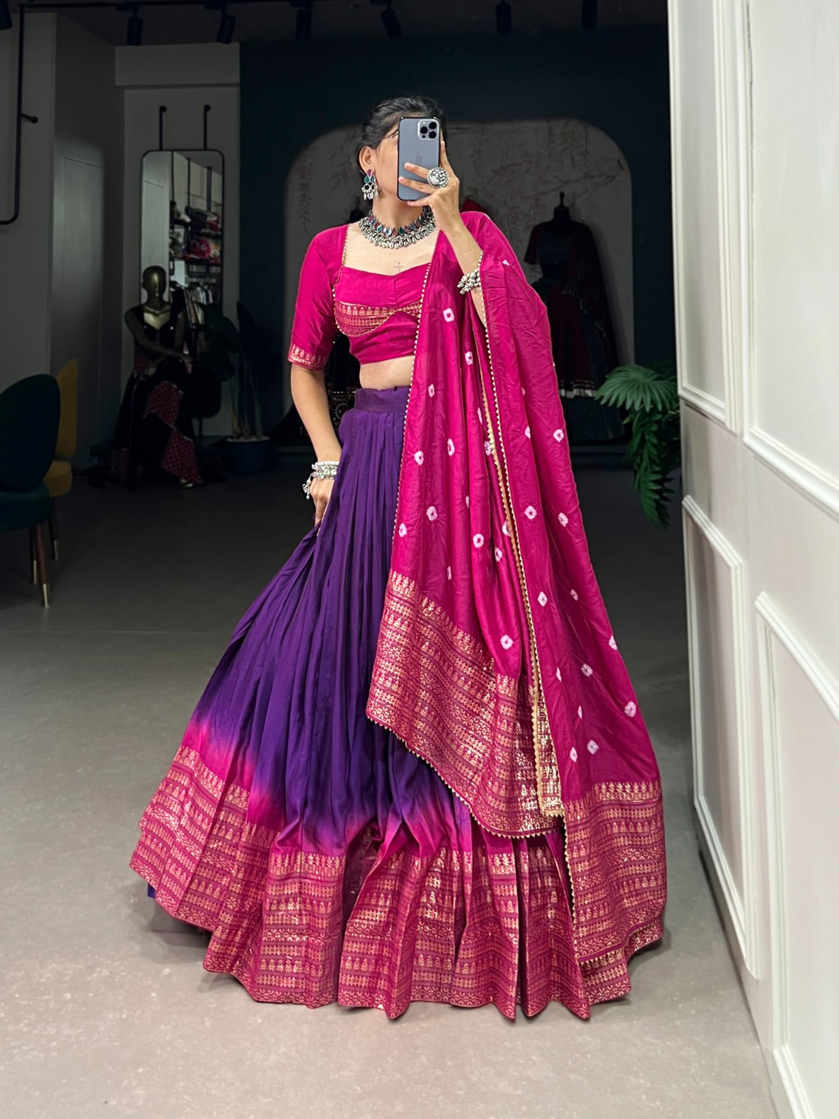 Navaratri Chanderi Silk Lehenga Choli