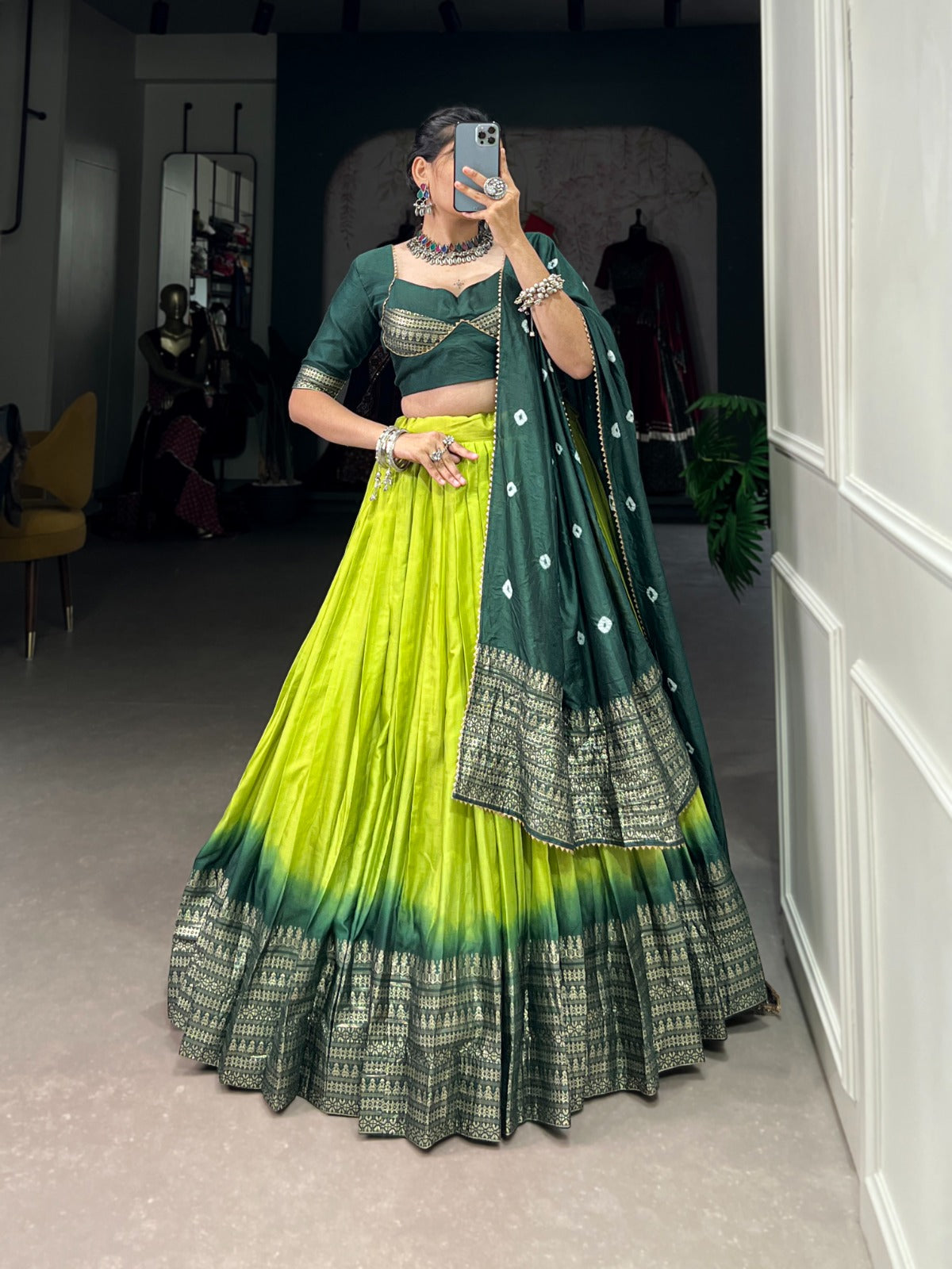 Navaratri Chanderi Silk Lehenga Choli