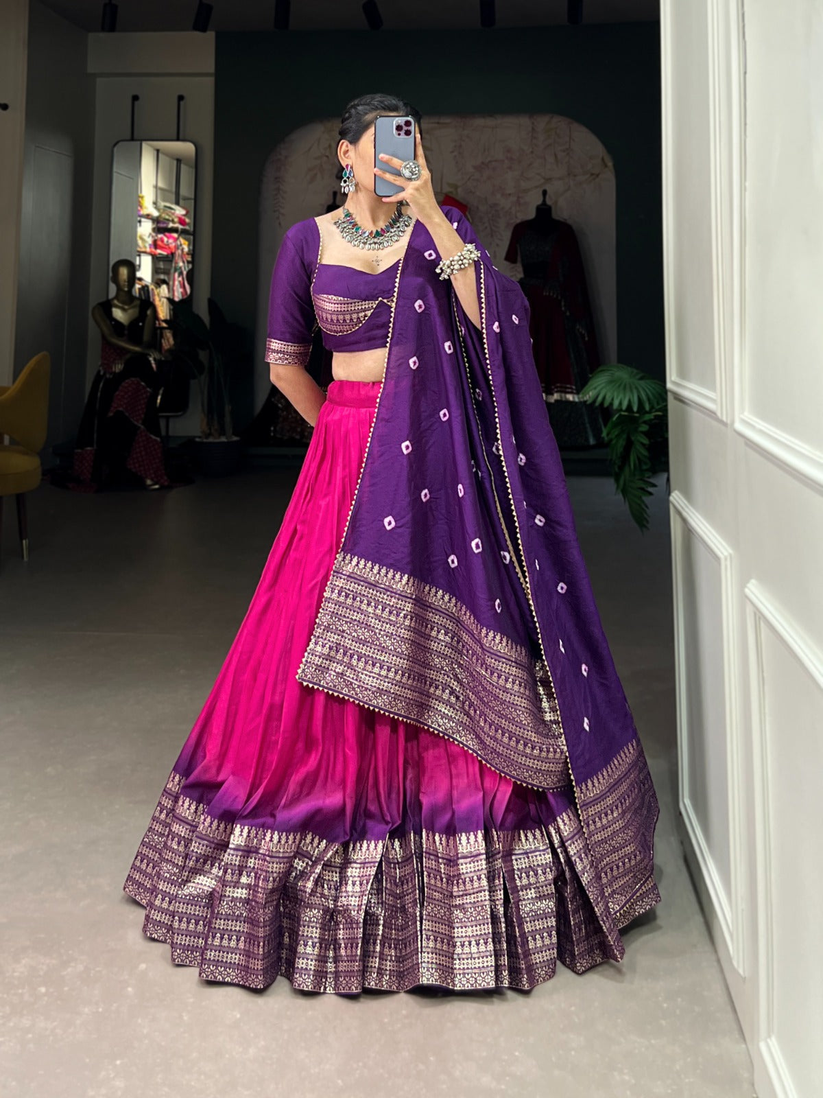 Navaratri Chanderi Silk Lehenga Choli