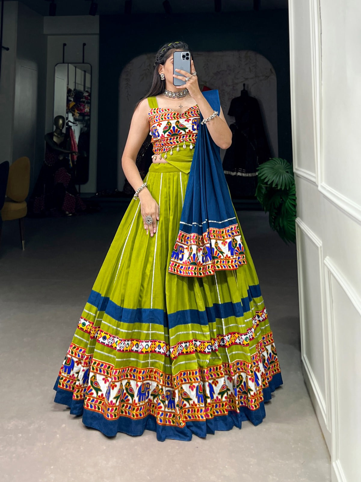 Navaratri Garba Gamthi Work Gota Patti Lehenga Choli