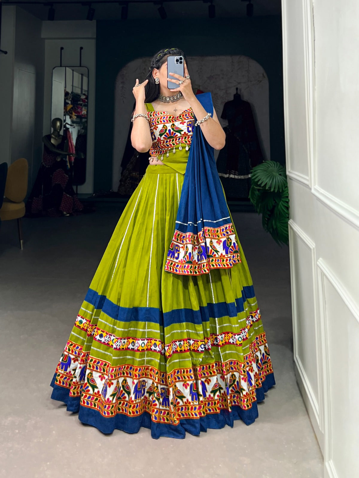 Navaratri Garba Gamthi Work Gota Patti Lehenga Choli