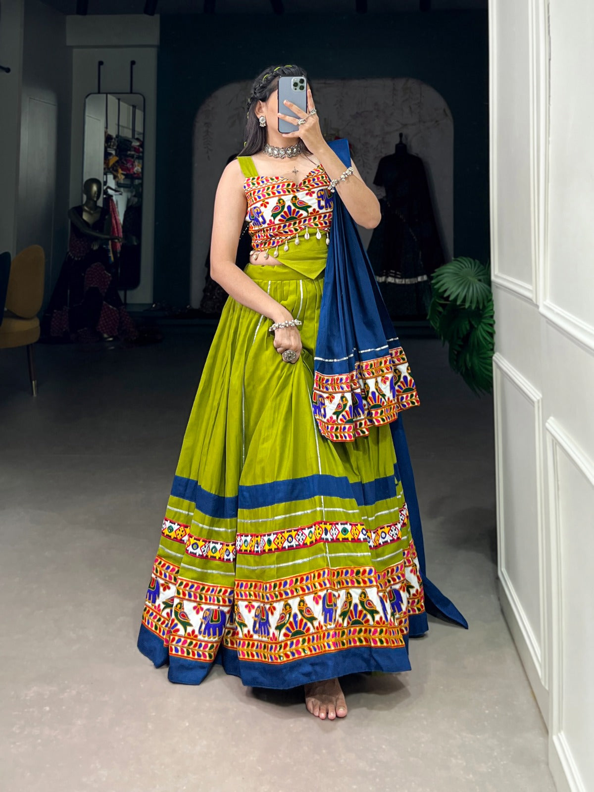 Navaratri Garba Gamthi Work Gota Patti Lehenga Choli