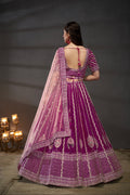 Burgundy Pure Silk & Heavy Work Embroidery Bridal Lehenga & Dupatta