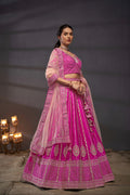 Pink Pure Silk & Heavy Embroidery Bridal Lehenga & Dupatta