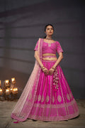 Pink Pure Silk & Heavy Embroidery Bridal Lehenga & Dupatta