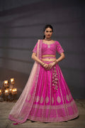 Pink Pure Silk & Heavy Embroidery Bridal Lehenga & Dupatta