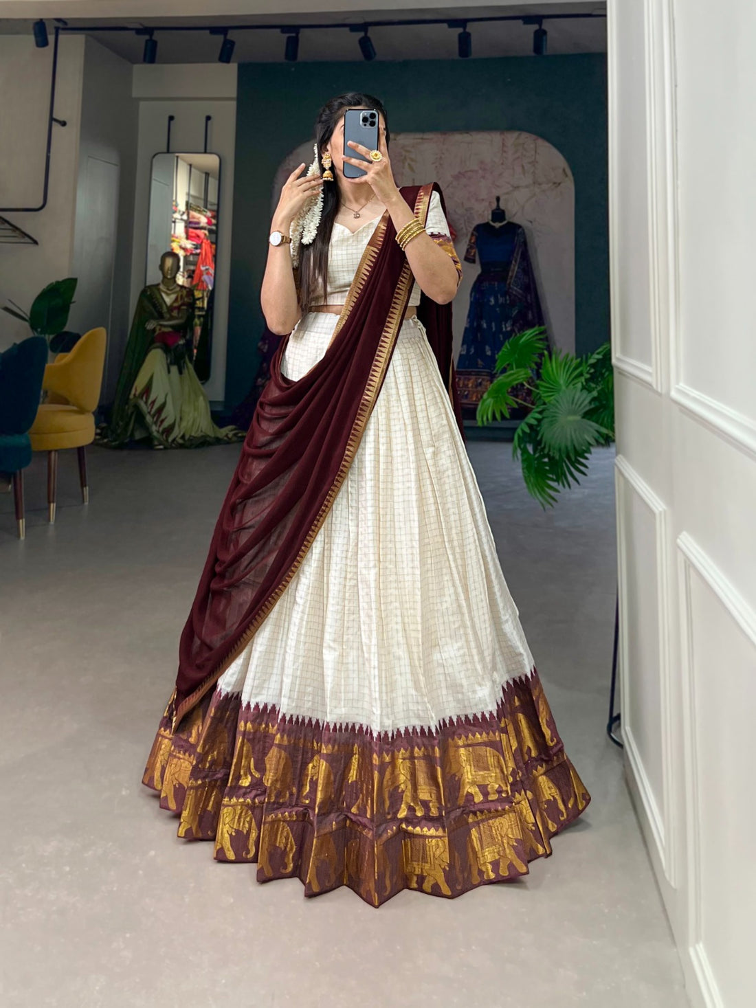 South Indian Style Kalyani Cotton Lehenga Choli