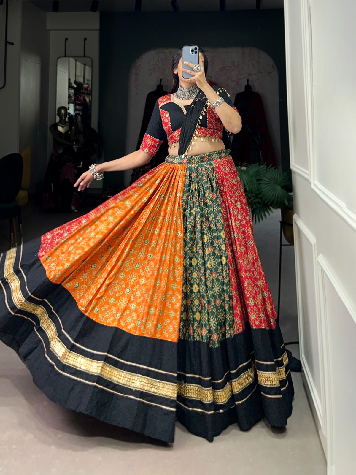 Navaratri Pure Rayon With Gamthi Work Lehenga Choli