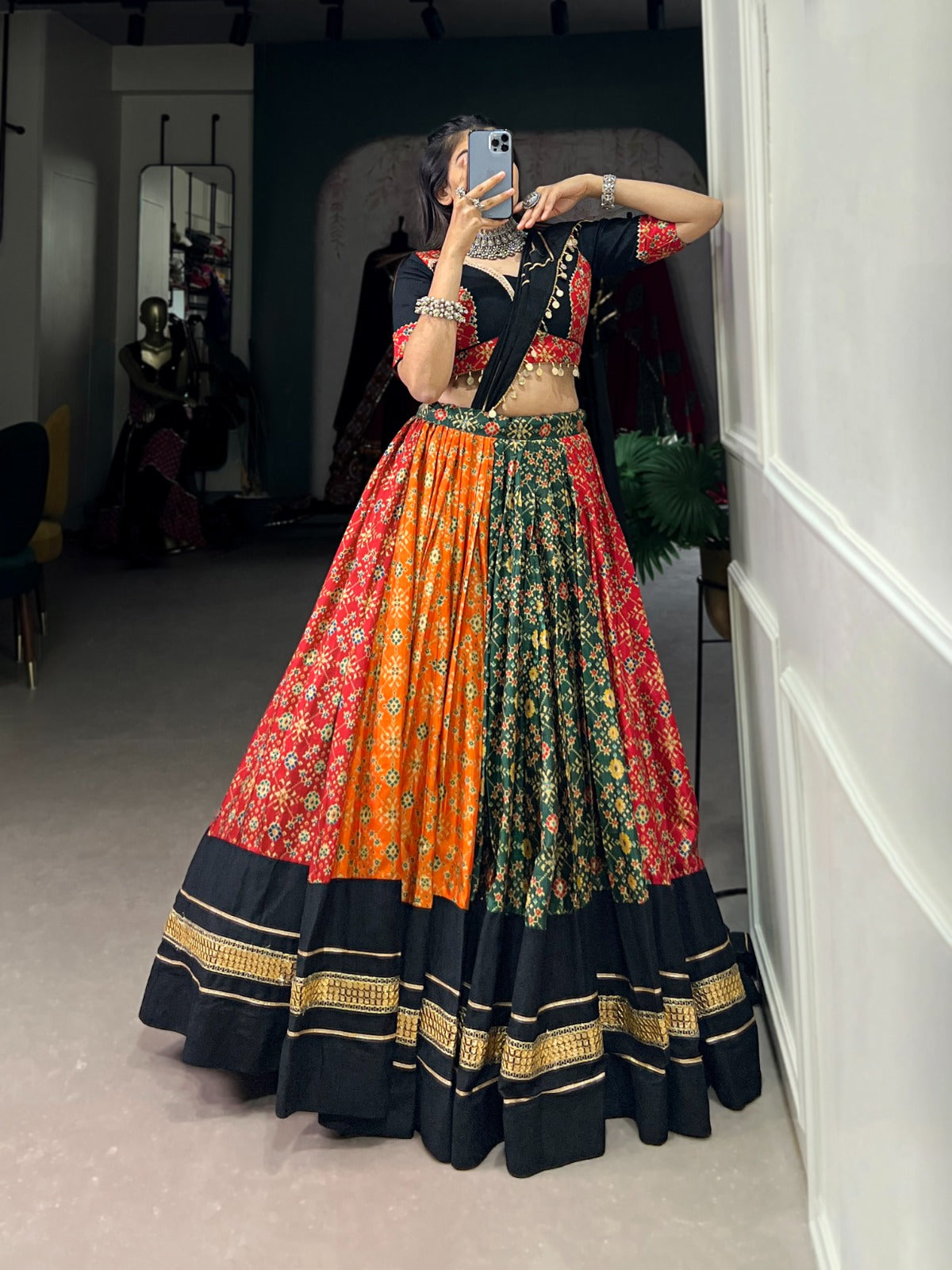 Navaratri Pure Rayon With Gamthi Work Lehenga Choli