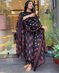 Black Cotton Printed Salwar Suit