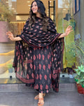 Black Cotton Printed Salwar Suit