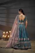 Teal Pure Silk & Heavy Embroidery Bridal Lehenga & Dupatta