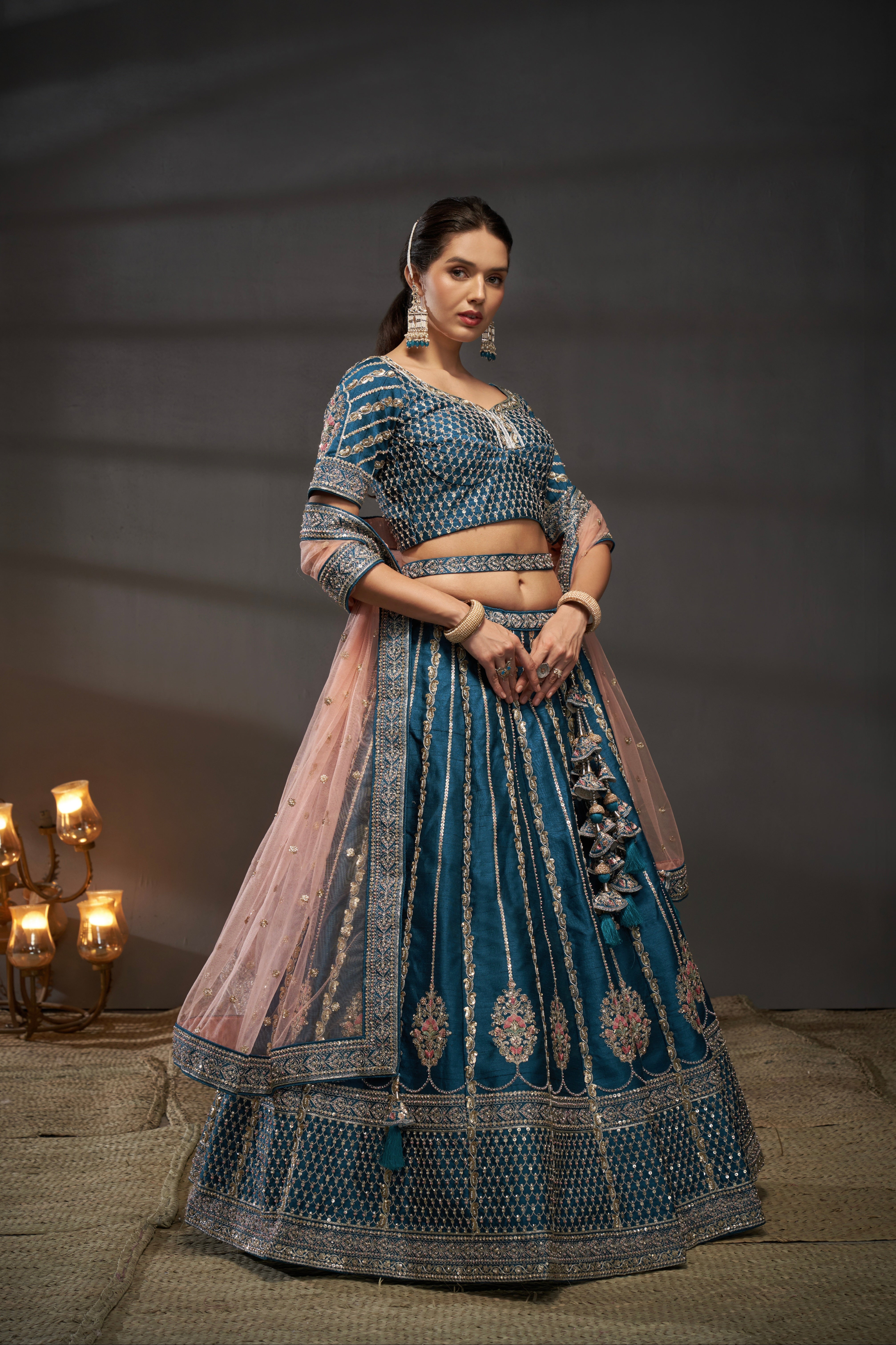 Heavy embroidery bridal lehenga best sale