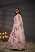 Pink Pure Chiffon & Heavy Embroidery Bridal Lehenga & Dupatta