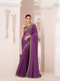 Purple Rich-Feel Georgette Chiffon Saree with Banglori Silk Blouse