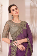 Purple Rich-Feel Georgette Chiffon Saree with Banglori Silk Blouse