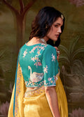 Yellow Glass Tissue Organza Saree with Embroidery & Sequin Work