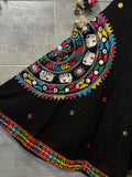 Black Khadi Cotton Chaniya Choli with Multicolor Aari Work