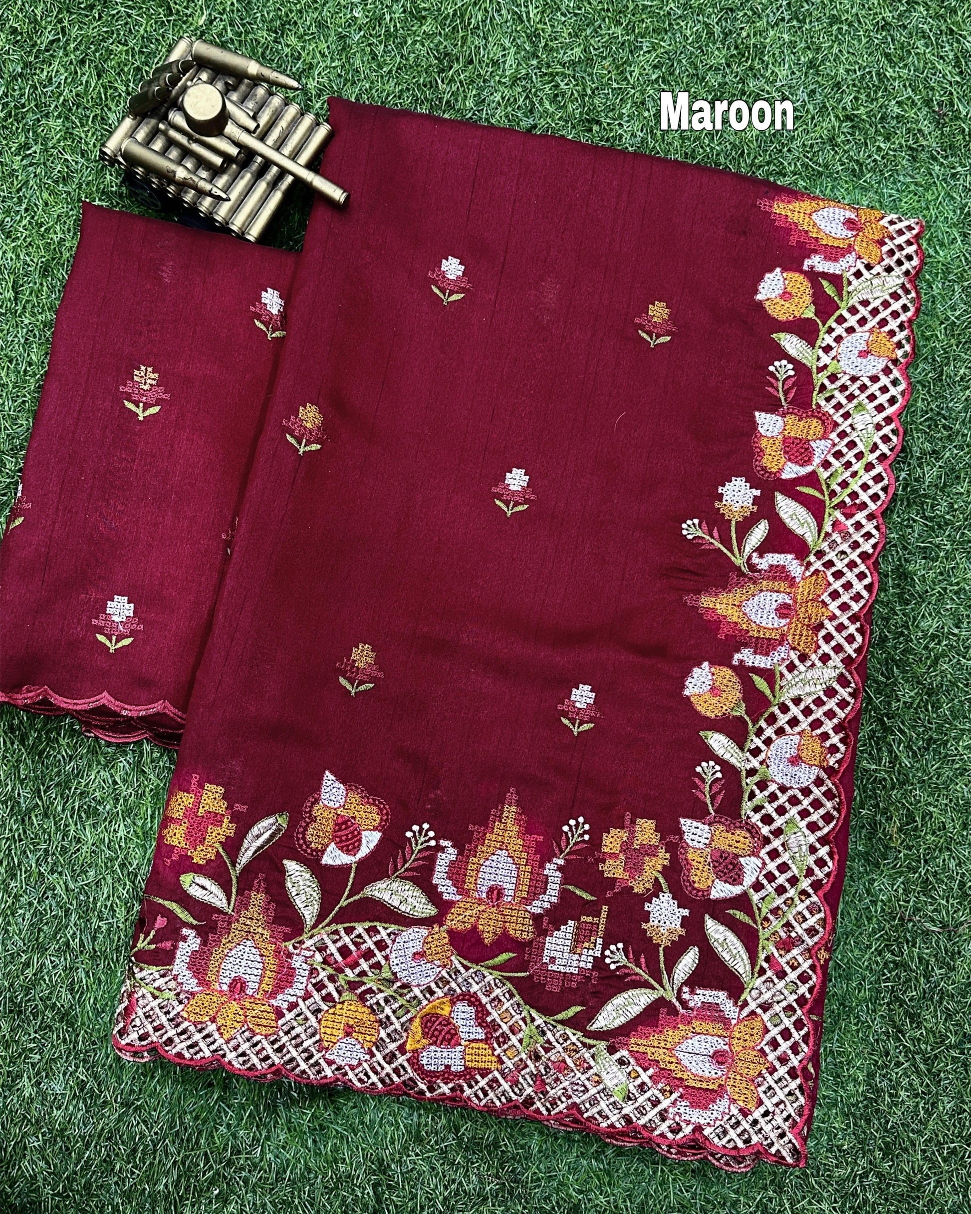 Designer Cut Work Saree