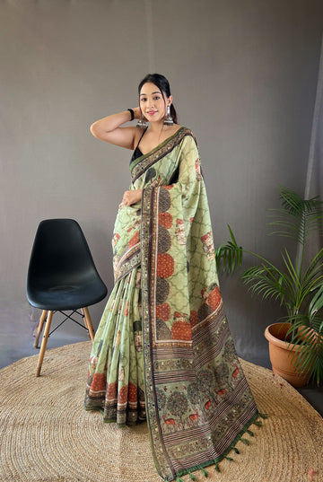 Pure Cotton Tussar Silk Saree