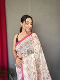 Cotton With Katha Prints Saree