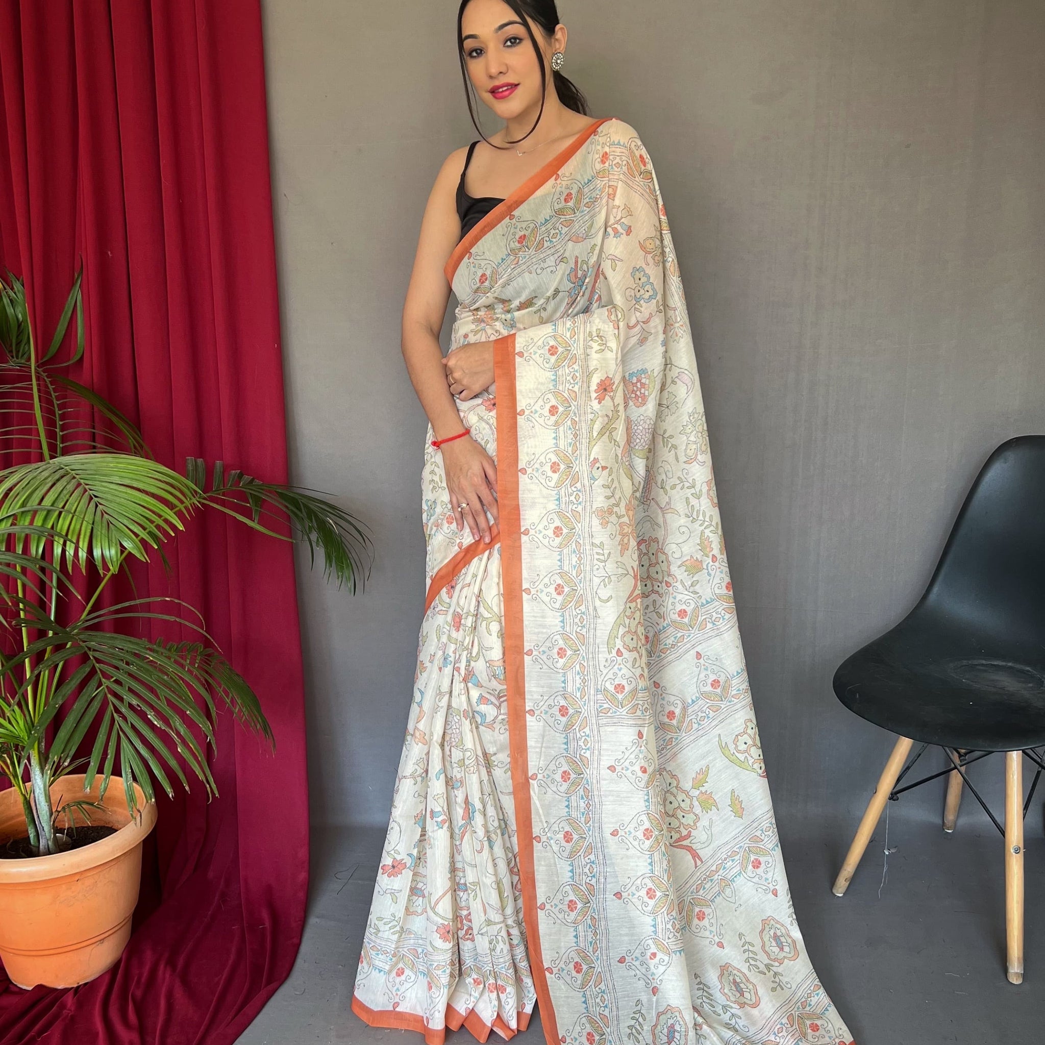 Cotton With Katha Prints Saree