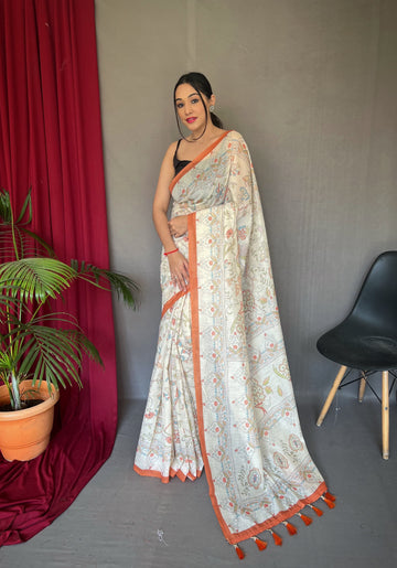 Cotton With Katha Prints Saree