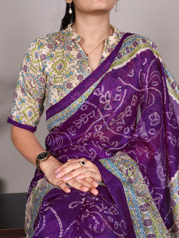 Madhubani Bandhej Print Saree